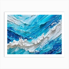 Abstract Turbulent Ocean Surface Turquoise And Blue Hues Dominating Intermingled With White Foam A (3) Art Print