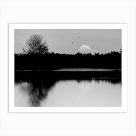 Moody Black and White Mount Hood Magick Art Print