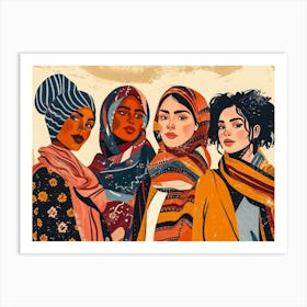 Women In Hijabs 4 Art Print