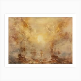 'Sailing Ships In Fog' Art Print