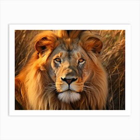 African Lion Close Up Realism 3 Art Print