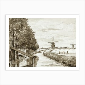Landscape With A Canal And Two Mills, Jean Bernard Art Print