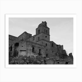 Black And White Image Of A Castle Art Print