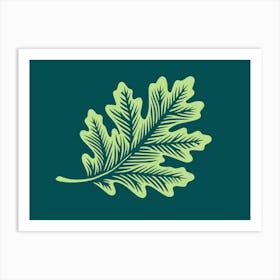 Oak Leaf in a woodcut style Art Print