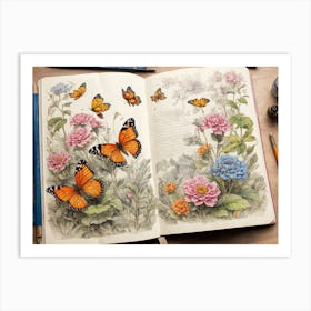 Butterflies In The Garden Art Print