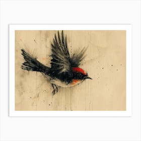 Calligraphic Wonders: Bird In Flight 1 Art Print