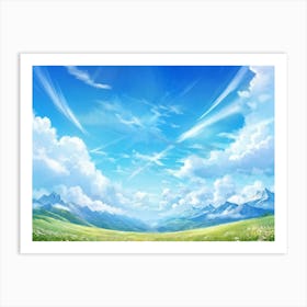 A Panorama Of A Crisp Clear Sky On A Sunlit Day The Vast Cloudscape Spreading Out Unfurling Artist (4) Art Print