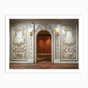 3d Carved Doorway Wooden Panels Art Print