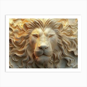 3d Peaceful Sleeping Lion Art Print