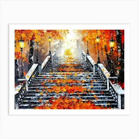 Autumn Stairway Art Print