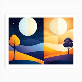 DAY AND NIGHT VECTOR ART Art Print