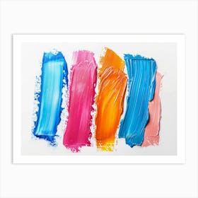 Colorful Paint Strokes On White Background Art Print