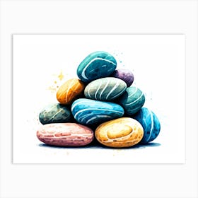 Watercolor Rocks Art Print