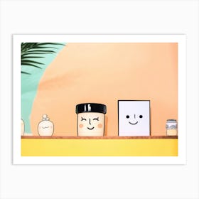 Smiling Faces Cream Tubs Art Print