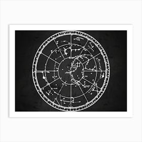 Horoscope - Star map blackboard, Zodiac map Art Print