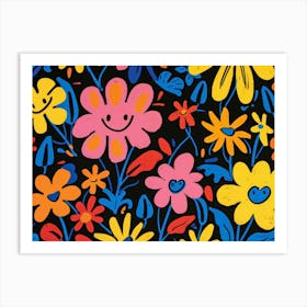 Smiley Flowers Art Print