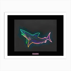 Neon Pink Sign Inspired Shark Poster 4 Art Print