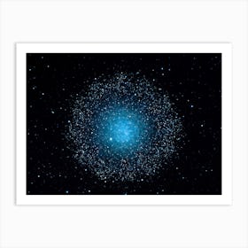 Abstract Illustration Of A Bright Blue And Black Double Star Radiating A Glow With A Pattern Of Twi (4) Art Print