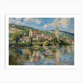 Village Lakeside Solitude Painting Inspired By Paul Cezanne Art Print