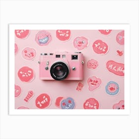 A Vintage Style Camera With A Pink Finish Art Print