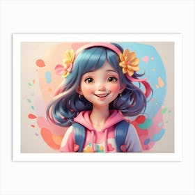 Girl With Blue Hair Art Print