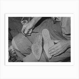 Calipering Inner Sole Of Boot To See If It Matches Pattern, Boot Shop, Alpine, Texas By Russell Lee Art Print