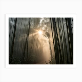 Misty Bamboo Forest Paintings Art Print Art Print