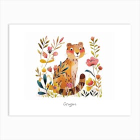 Little Floral Cougar 3 Poster Art Print