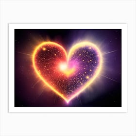 A Colorful Glowing Heart On A Dark Background Horizontal Composition Art Print