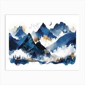 Mountains In The Sky Watercolor Painting 1 Art Print