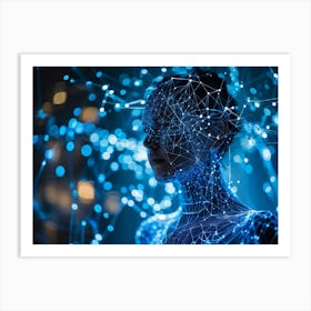 Cybernetic Abstract Network Portrait Envisioning A Futuristic Web Of Connections Where Luminous Dot (5) Art Print