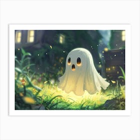 Chibi Scared Ghost Art Art Print