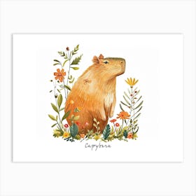 Little Floral Capybara 3 Poster Art Print