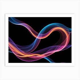 Abstract Image Of Colorful, Glowing Waves On A Black Background, Creating A Dynamic And Energetic Effect 1 Art Print