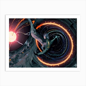 Spaceship Flying Through Space Art Print