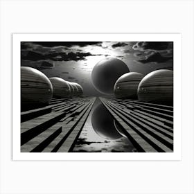 Parallel Universes Abstract Black And White 6 Art Print