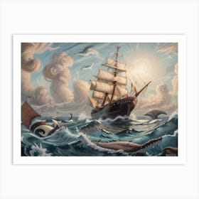 Pirates at Sea Art Print