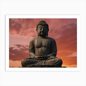 Buddha Statue At Sunset Art Print