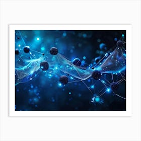 Abstract Digital Banner Featuring Interconnected Data Points Symbolizing An Ai Network Three Dimens Art Print