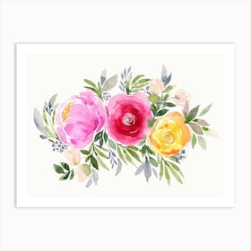 Bouquet Romantic 3 Roses Orange Art Print