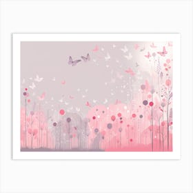 Pink Butterflies VECTOR ART Art Print