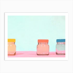 Jars in Pink and Blue Art Print