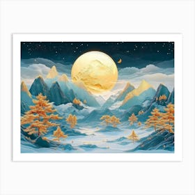 Full Moon In The Mountains 2 Art Print