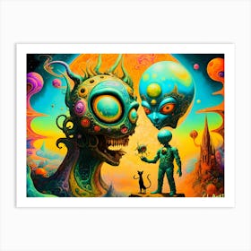 Aliens In Space 1 Art Print