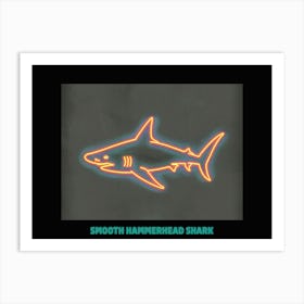 Orange Smooth Hammerhead Neon Shark 7 Poster Art Print