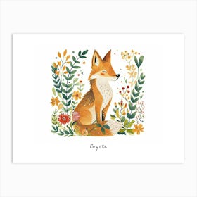 Little Floral Coyote 4 Poster Art Print
