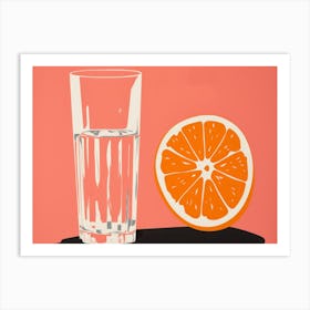 Orange Slice And Glass Of Water Art Print