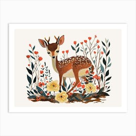 Little Floral Deer 3 Art Print