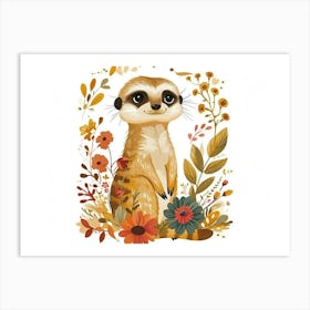 Little Floral Meerkat 1 Art Print
