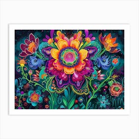 Psychedelic Flower Painting Art Print